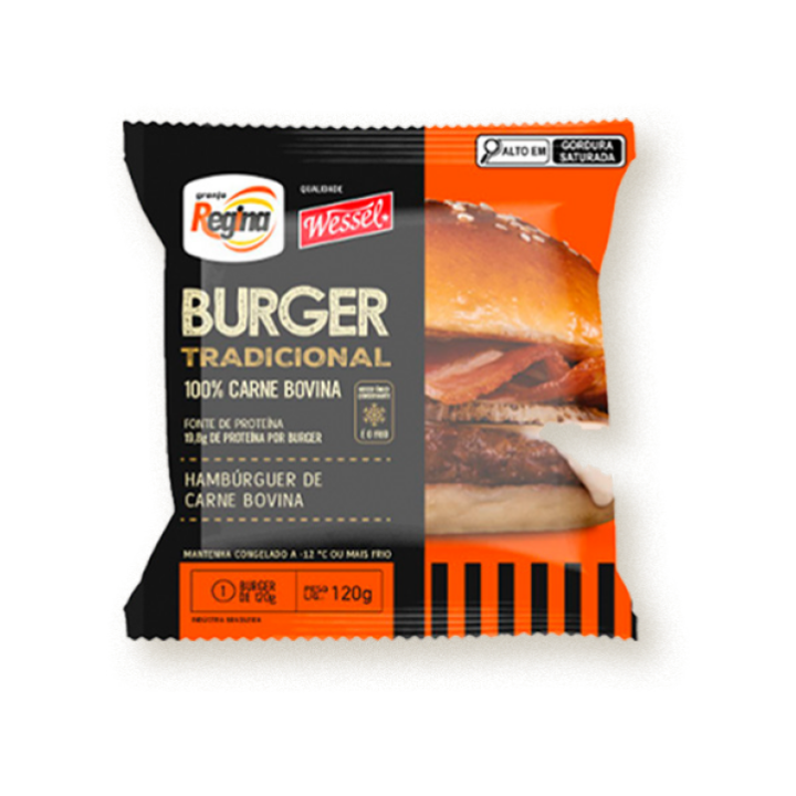 Hamburguer Bovino Tradicional 24x120g - Granja Regina + Wessel